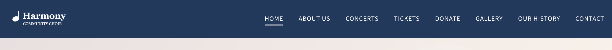The menu bar of the public site with a white logo at the left
